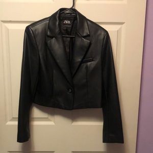 Zara Faux Leather Crop Jacket